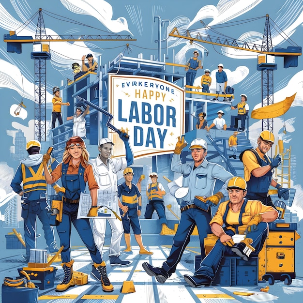 Vector united labor day celebratory visual vector illustration