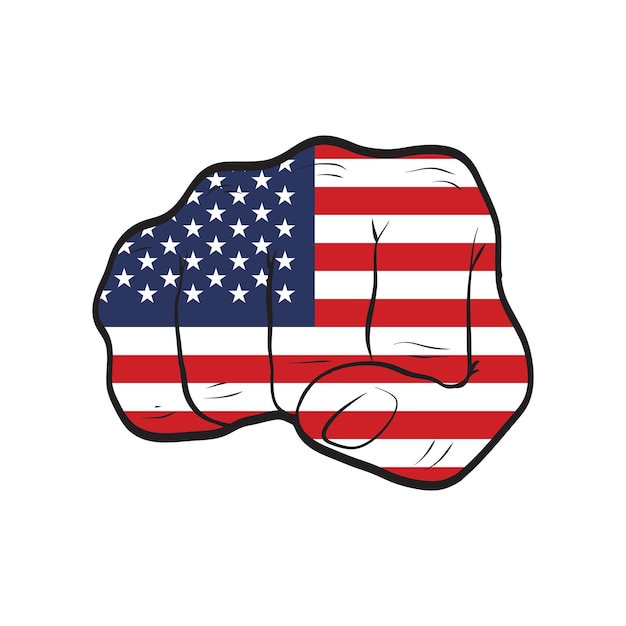 United States of America flag on a clenched fist Strength Power Protest concept