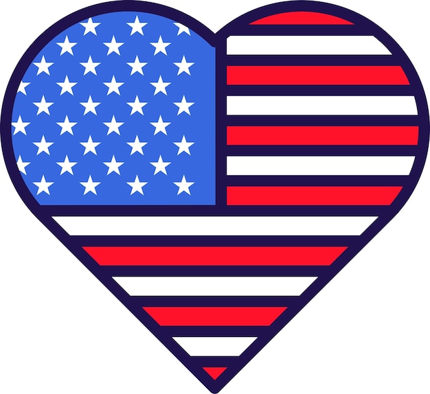 United states of america flag in heart form vector