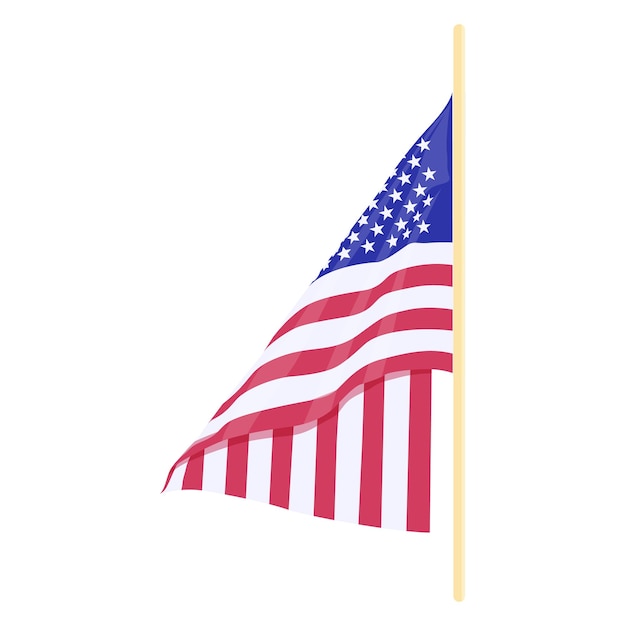 Vector united states of america flag with pole vector illustration