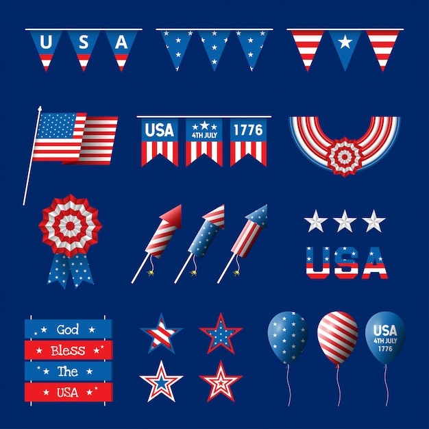 United States of America Independence Day Decoration Collection 4th July