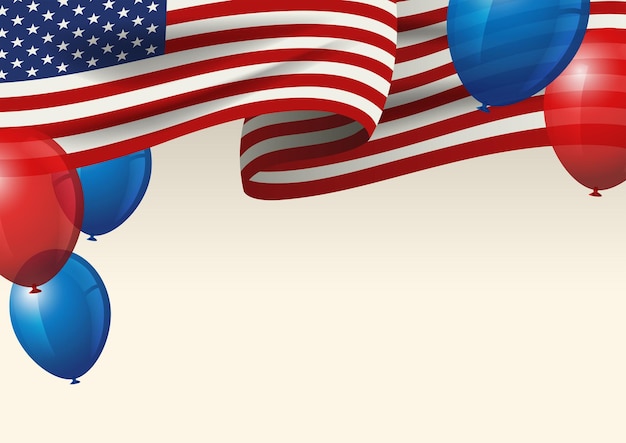 United States of America insignia with decorative balloons