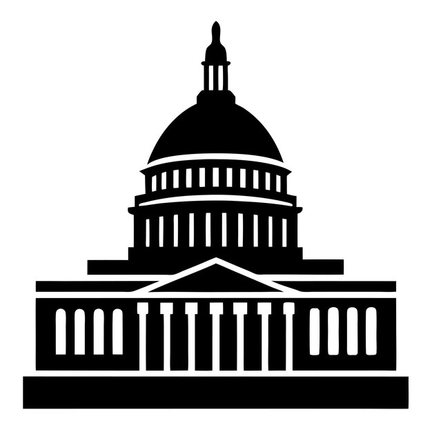 Vector united states capitol building black silhouette vector art and illustration