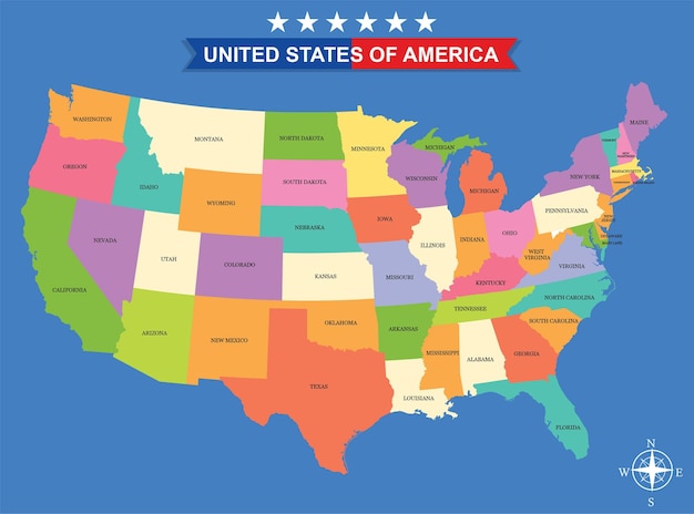 United States Colored Map