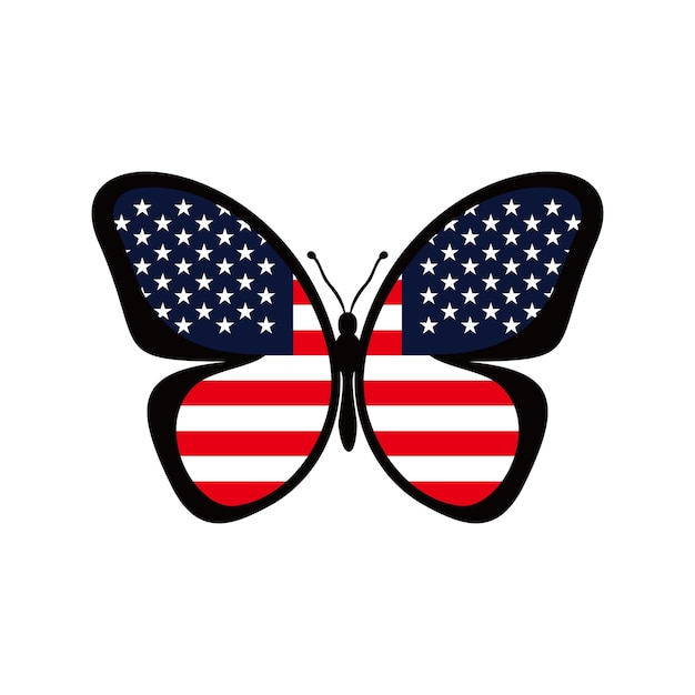 United States flag butterfly design. national world flag insect.