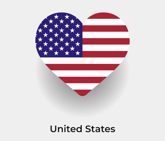 United States flag heart shape icon vector illustration