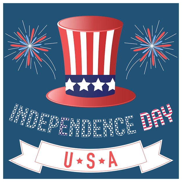 United states independence day USA 4th of July poster with Uncle sam hat