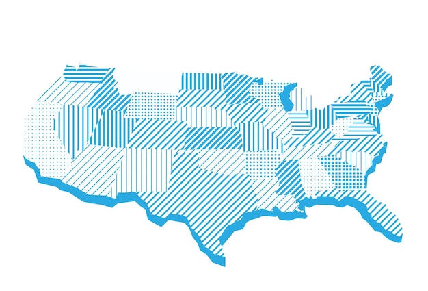 United States map in stripes and squares