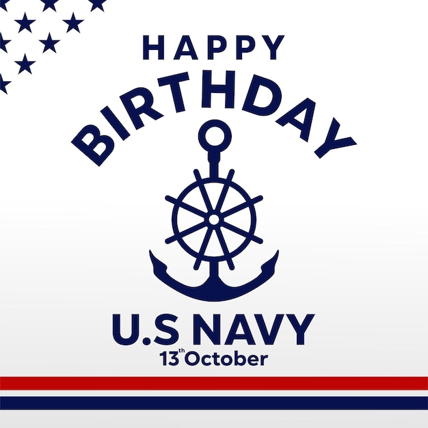 The United States Navy Birthday with a flat design vector featuring a blue anchor