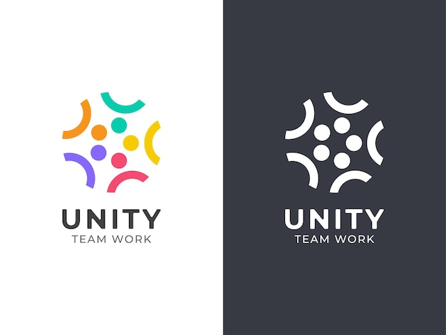 Vector unity people team work logo design concept