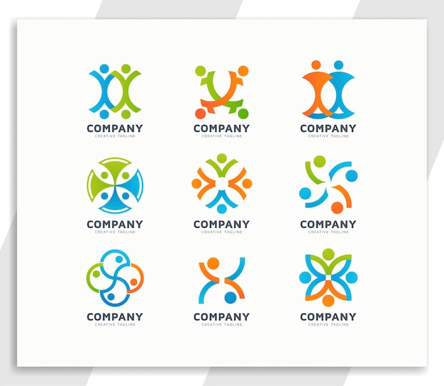 Unity or success people team logo design collection