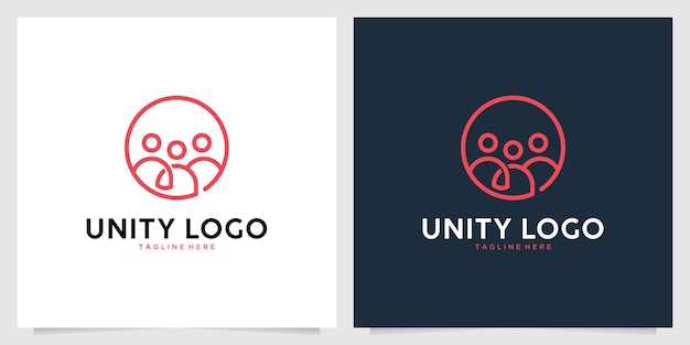 Unity with people line art logo design