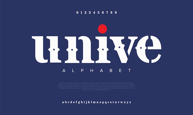 Unive creative vintage alphabet font Digital abstract moslem futuristic fashion sport minimal