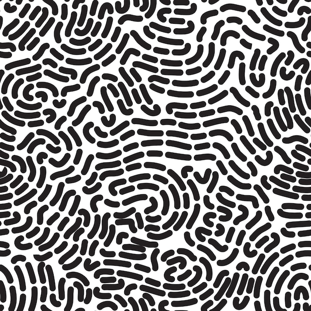 Universal geometric striped seamless pattern Repeating abstract chaotic wavy lines curl scroll gradation in black and white Modern design