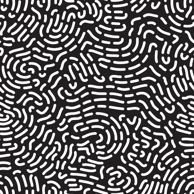 Universal geometric striped seamless pattern Repeating abstract chaotic wavy lines curl scroll gradation in black and white Modern design