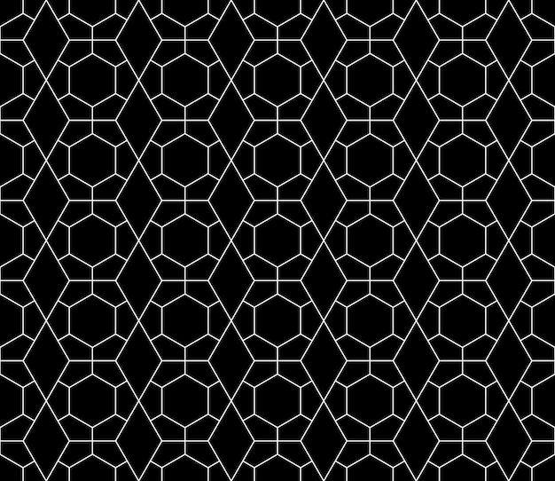 Universal high quality seamless geometric pattern with editable weight of stroke, clipping mask. Abstract black and white vector background in classical style