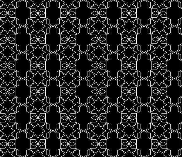 Universal high quality seamless geometric pattern with editable weight of stroke, clipping mask. Abstract black and white vector background in classical style