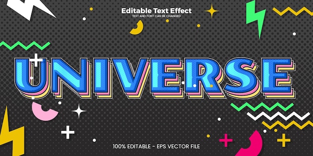 Universe Editable text effect in memphis trend style