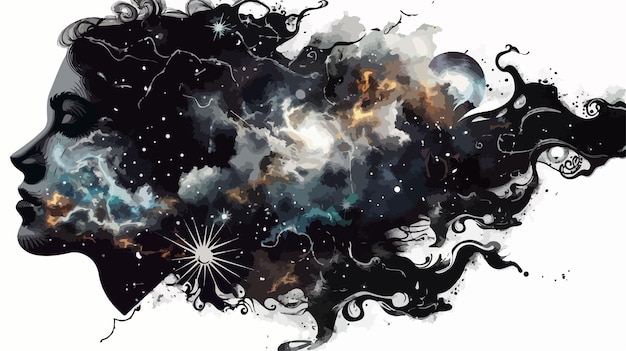 Vector the universe within creative mixed media handdrawn vector art