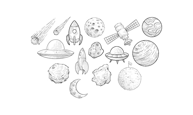 Vector universes handdrawn collection