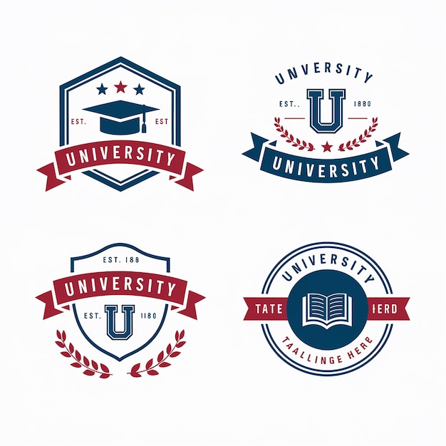 University and Academy Emblems A Grid of Blue and Orange Logos