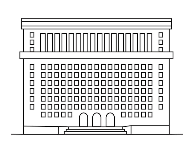 University building library icon in outline style Hotel or office sign Illustration of school academy hospital in front of view Facade of college city house metropolis