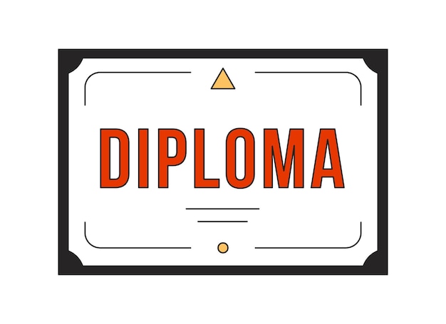 University diploma flat line color isolated vector object Educational establishment certificate Editable clip art image on white background Simple outline cartoon spot illustration for web design