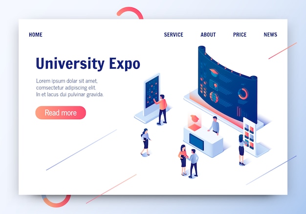 University Expo 3D Isometric Vector Illustration.