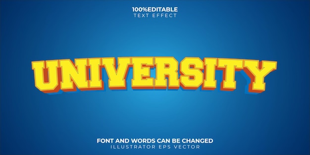 University Text Effect Full Editable Blue and Yellow Theme