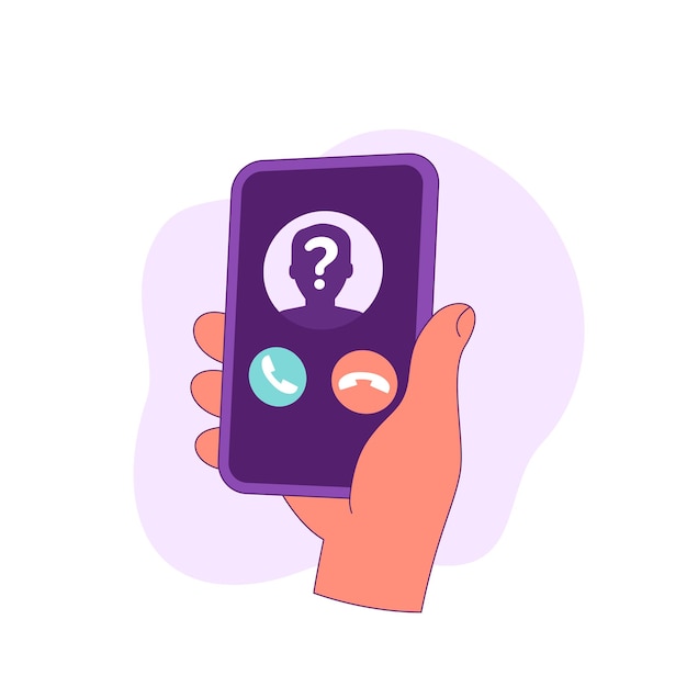 Vector unknown caller phone call smart phone in hand vector icon