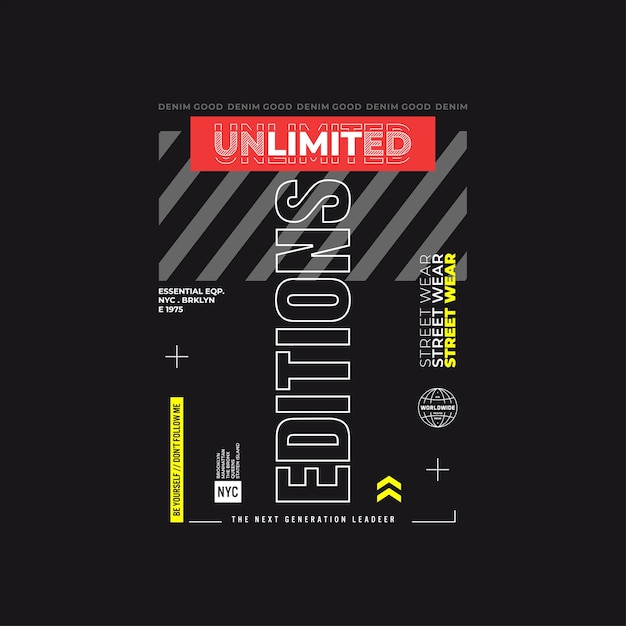 unlimited edition typography t shirt and other uses