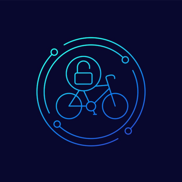 Unlock bike bicycle line vector icon