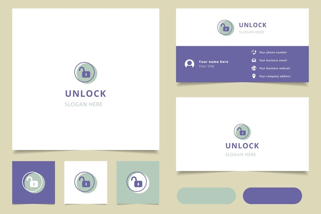 Unlock logo design with editable slogan branding book and