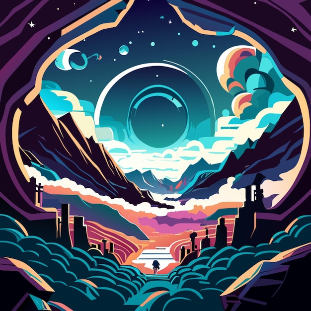 Vector unlock the mysteries of the cosmos with every step vector illustration