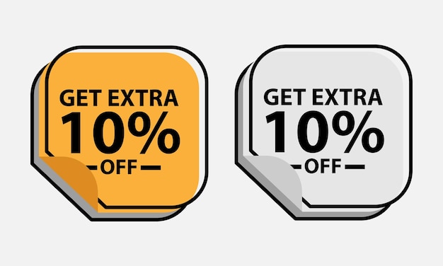 Up to 10 percent Discount. Square sticker with offer message.