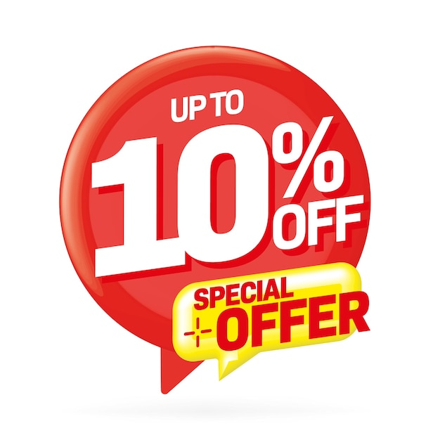 Up to 10 percent off special offer sale sticker