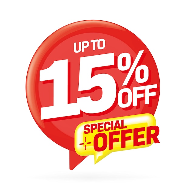 Up to 15 percent off special offer sale sticker