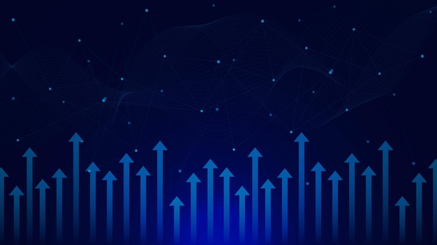 Up arrows with connecting dots and lines for financial chart Stork market and financial investment