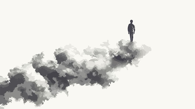 Up in the Clouds Handdrawn Vector Isolated on White Background