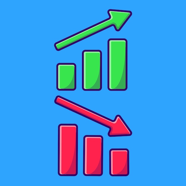 Up And Down Graph Statistic Cartoon Vector Icons Illustration