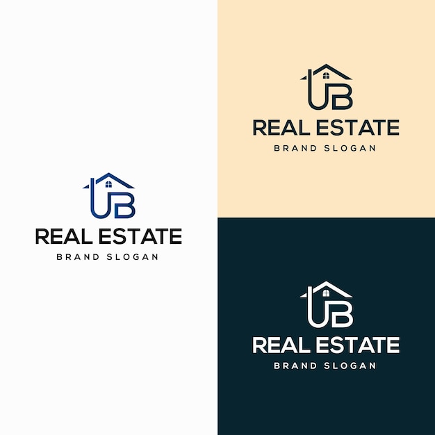 UP latter real estate logo design template Premium Vector