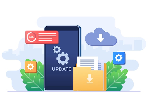 Upgrading operating system flat illustration