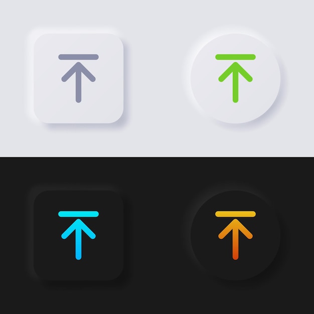 Upload button icon set, Multicolor neumorphism button soft UI Design for Web design.