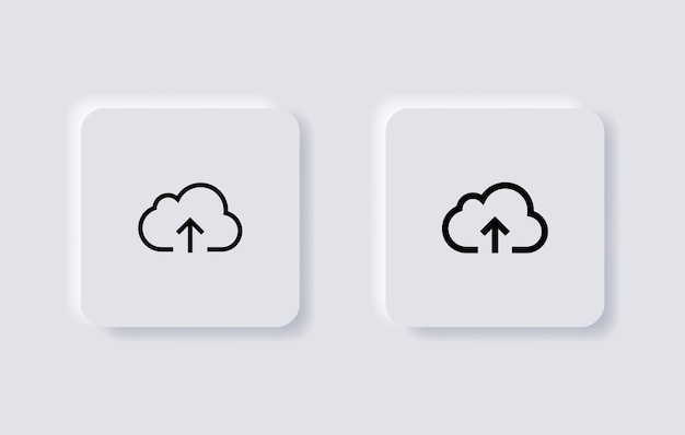 Upload to cloud icon with arrow up symbol sign neumorphic web app ui icon mobile application icons