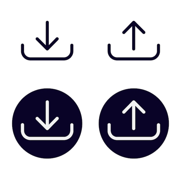 Upload and download icon in black and white. Arrow up and arrow down. Vector illustration.