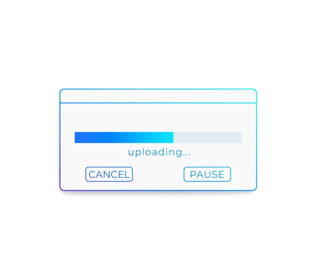 Upload window with progress bar vector