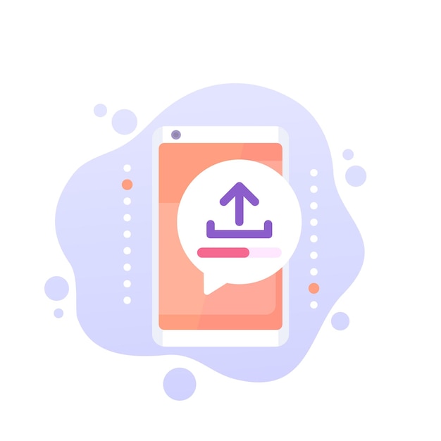 Upload with a smart phone vector icon