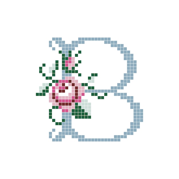 Uppercase letter b with flower