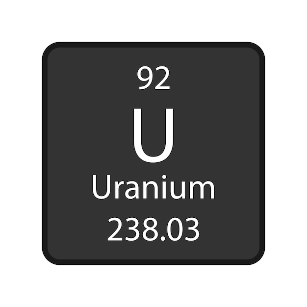 Uranium symbol Chemical element of the periodic table Vector illustration