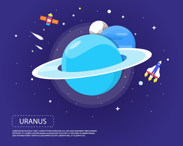 Uranus Pluto and Neptune of solar system illustration design